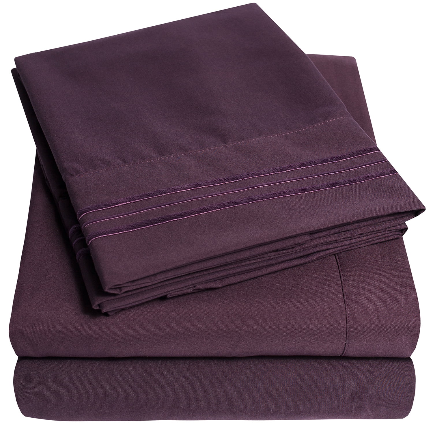 Photo 1 of ** 4 sets**1800 Thread Count 4 Piece Deep Pocket Bedroom Bed Sheet Set Full - Purple