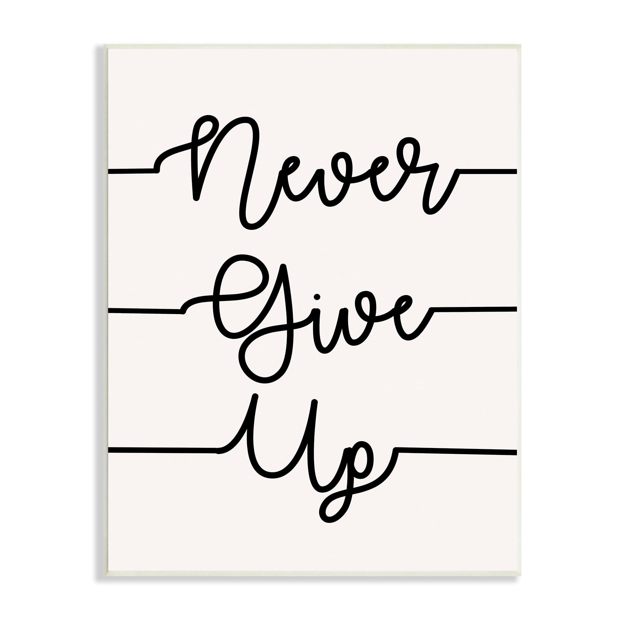 Stupell Industries Never Give Up Phrase Abstract Line Typography, 13 x 19, Design by Sd Graphics Studio