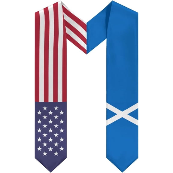 Scotland Mix United States Flag Graduation Stole Sash For Study Aboard International Students