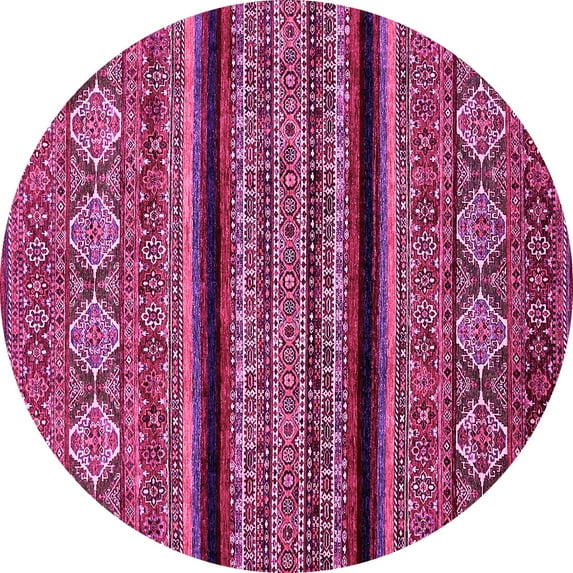 Ahgly Company Indoor Round Abstract Pink Modern Area Rugs, 8' Round
