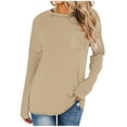 thumbnail image 1 of Timegard Hauts pour Femmes Col Ras du Cou Manches Longues Épaules Tombantes T-Shirt Basique Automne Décontracté Ample Hauts avec Poche, 1 of 5