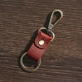 thumbnail image 3 of PU Leather Keychain Key Chain Holder with Belt Loop, Car Key Holder Red, 3 of 8