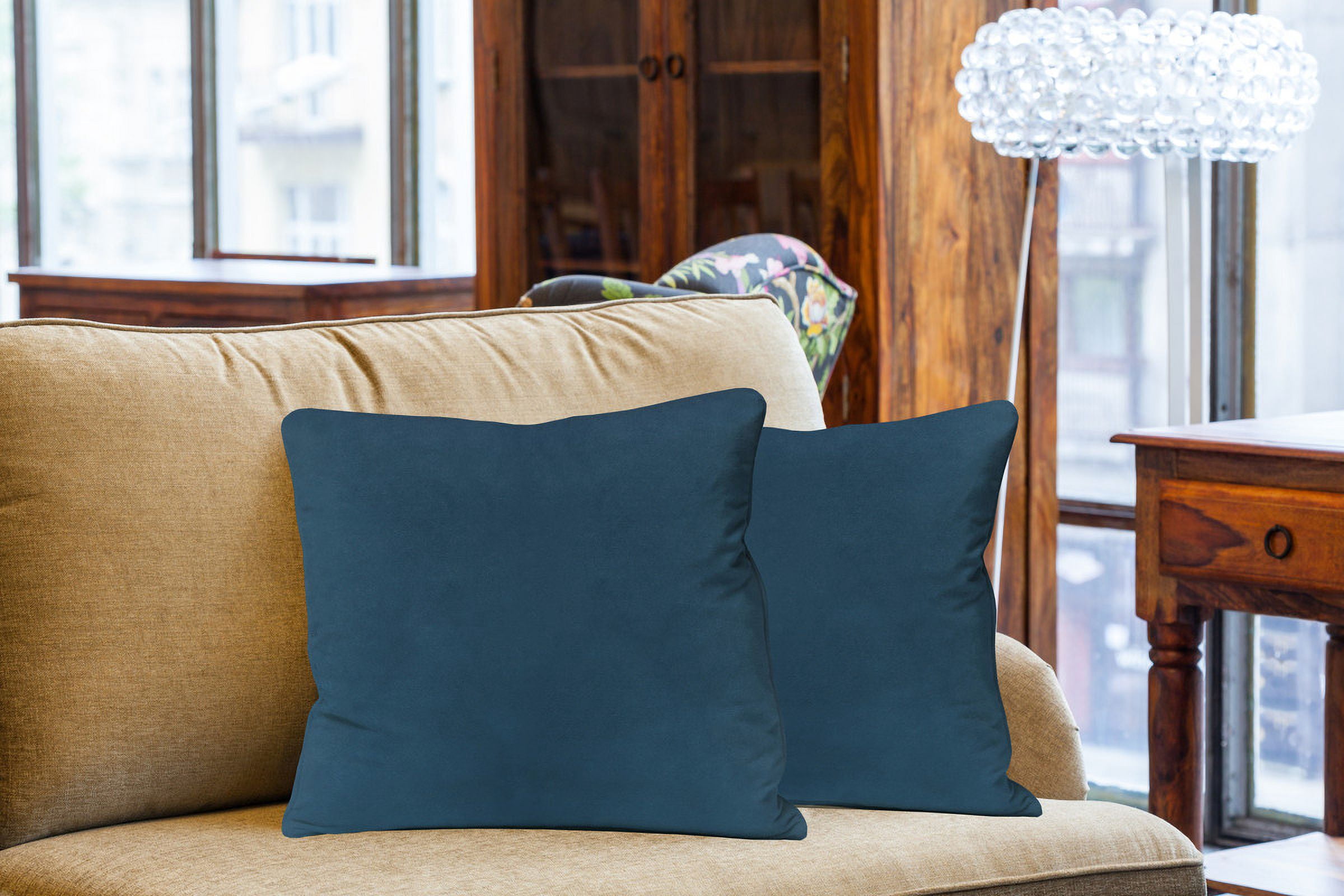 A1HC Set of 2 Luxurious Soft Velvet Throw Pillow Covers Only, 18"x18", Teal, Decorative Cushion Covers with Hidden YKK Zipper for Sofa or Bed