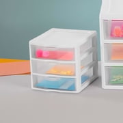 Sterilite ClearView Plastic Small 3 Drawer Organizer - Desktop Storage Unit, White, 6 Pack