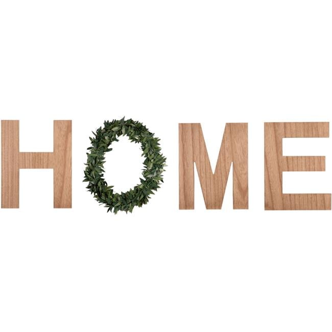 Home Essentials & Beyond 44302 Natural Home Wall Sign with Wreath