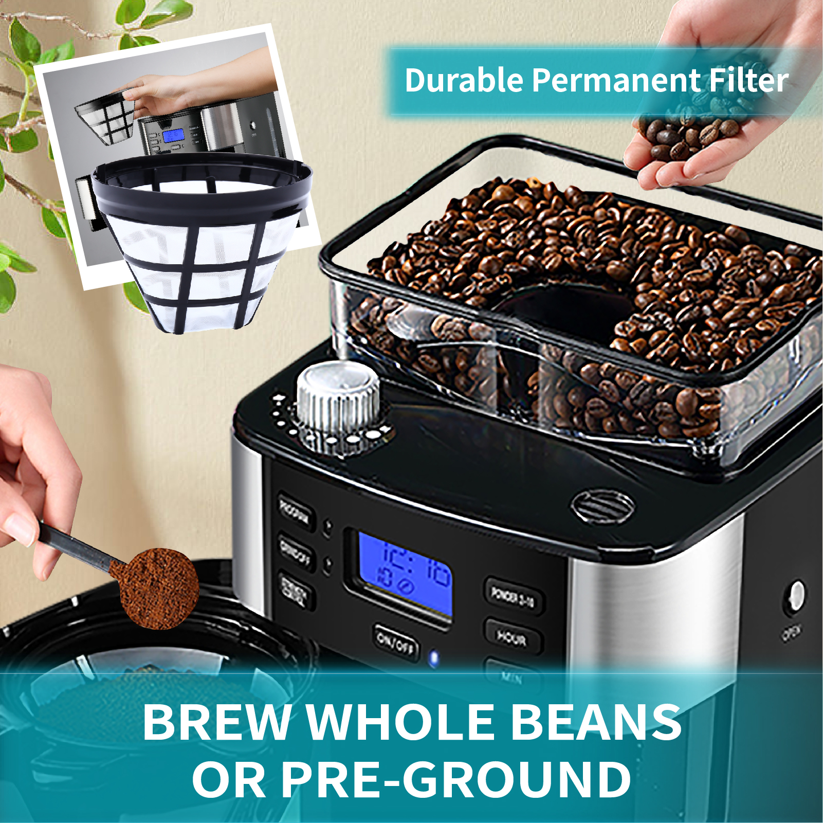 Buy GEVI 10Cup Programmable Grind and Brew Coffee Maker, Black Online