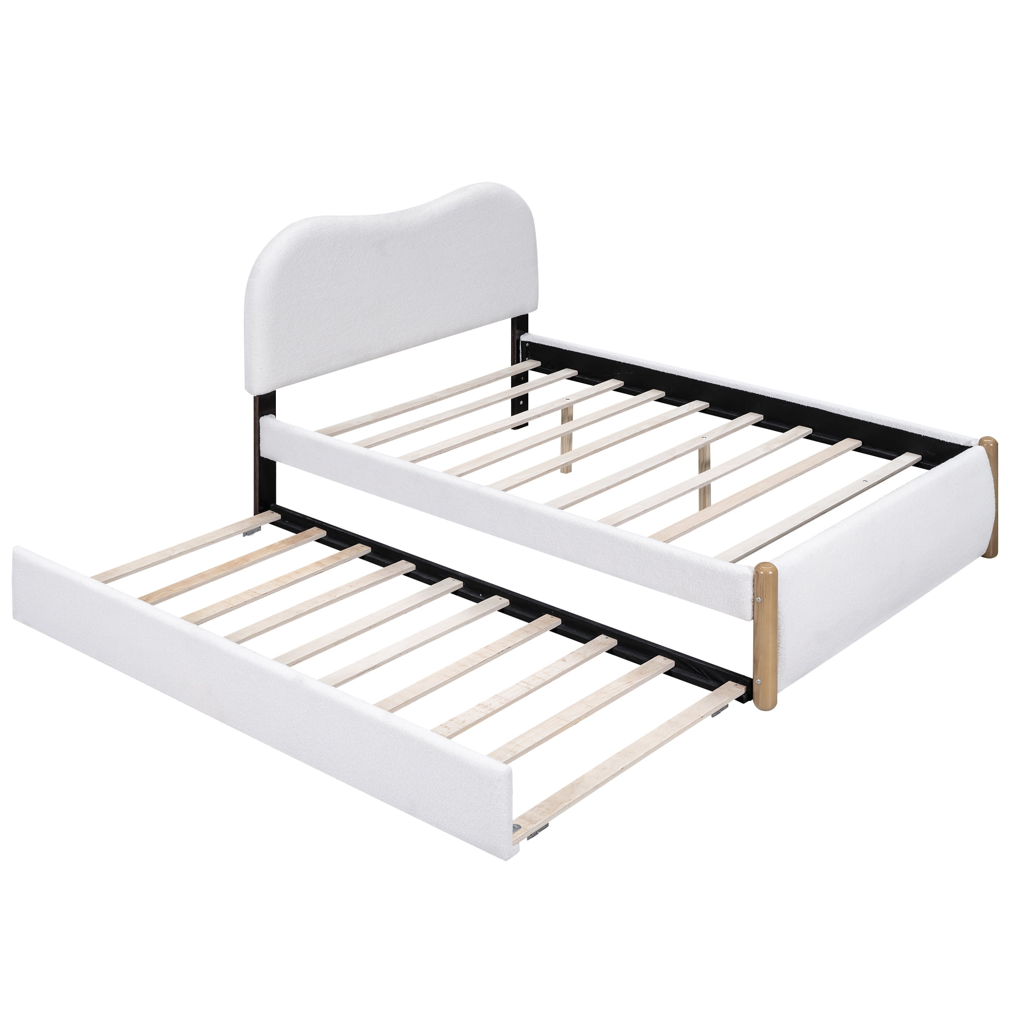Euroco Full Classic Upholstery Platform Beds for Kids Teens, White