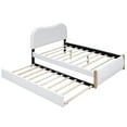 thumbnail image 6 of Harper & Bright Designs Full Size Upholstered Platform Bed with Trundle, Modern Berber Fleece Bed Frame for  Boys Girls Bedroom, White, 6 of 11