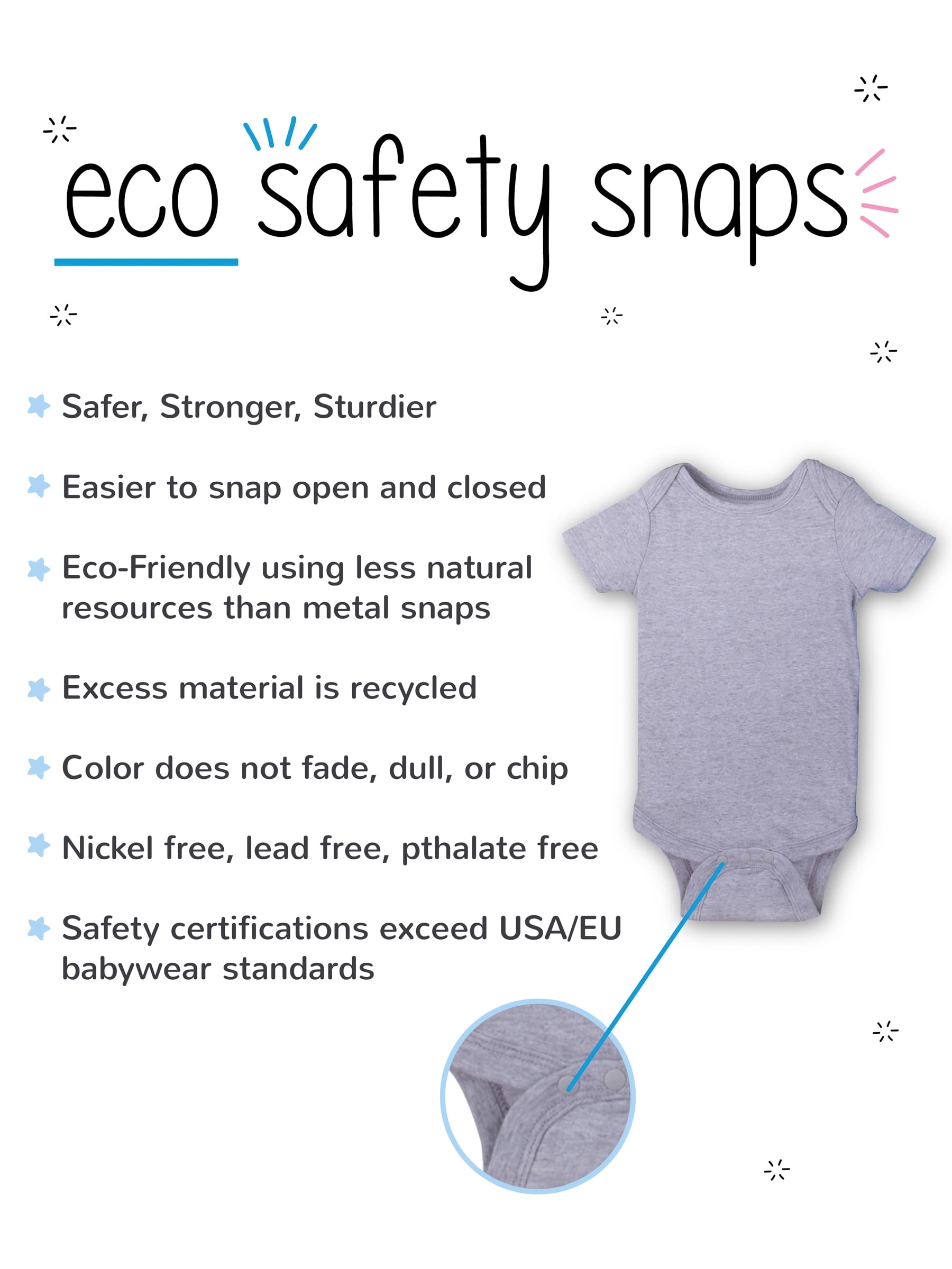 Little Star Organic Baby Boy 100% Organic Cotton Short Sleeve Bodysuits, 5-pack (NB-24M)