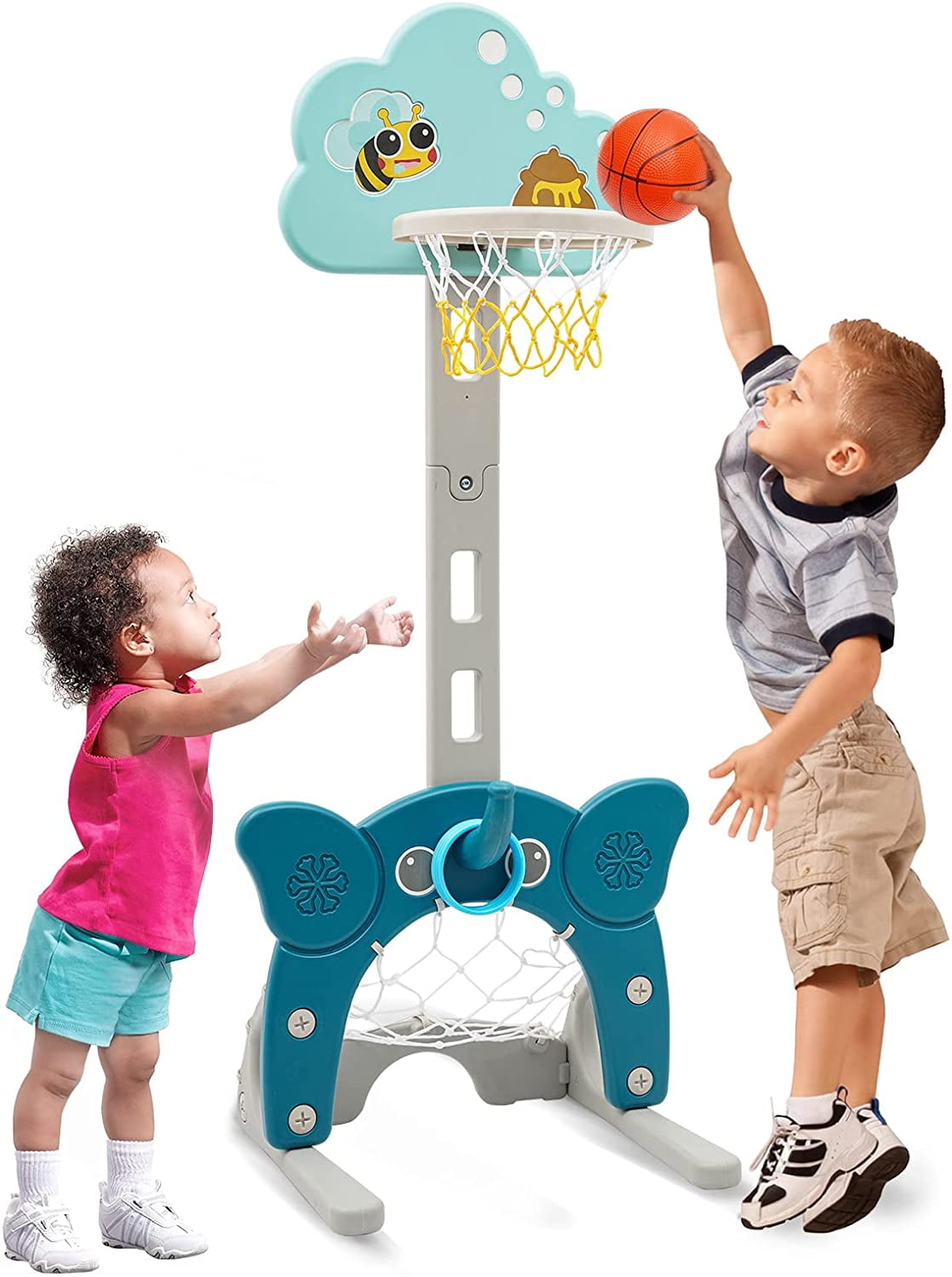 Ealing Basketball Hoop for Kids 4 in 1 Sports Activity Center Grow-to ...