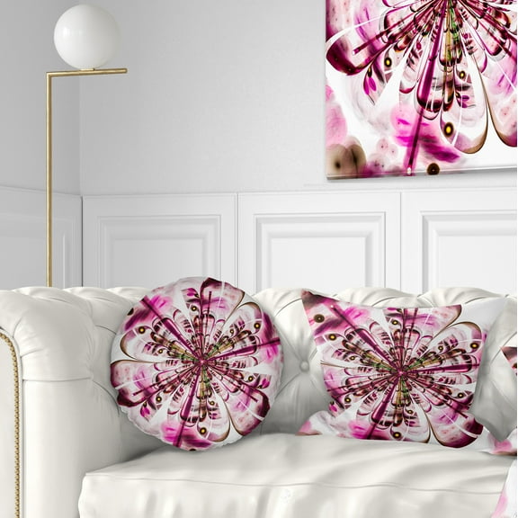 Designart Perfect Digital Flower Art in Dark Pink - Floral Throw Pillow - 12x20