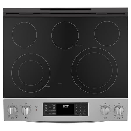 GE - 6.6 Cu. Ft. Slide-In Double Oven Electric True Convection Range with Self-Steam Cleaning and No-Preheat Air Fry - Stainless steel