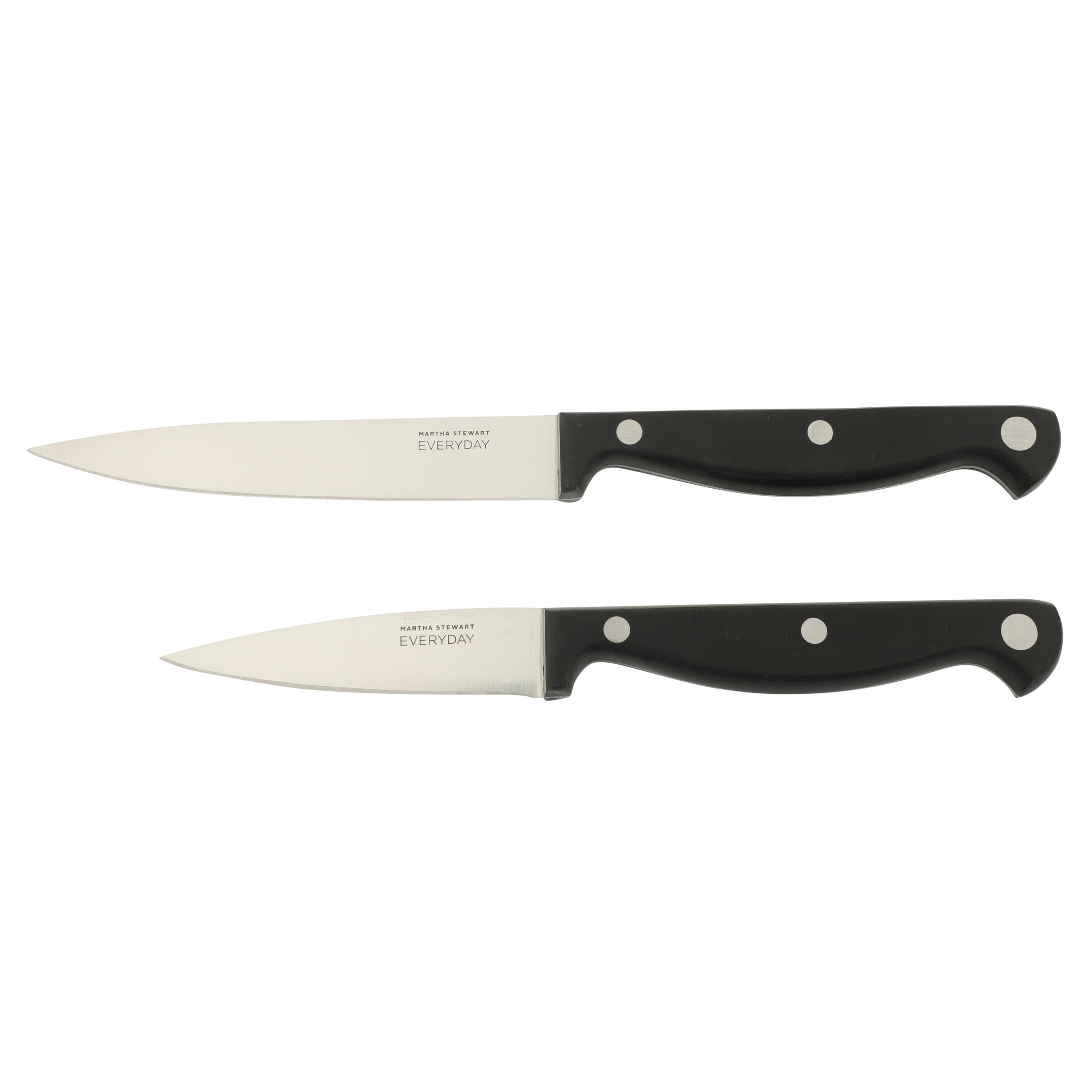 Martha Stewart Everyday Keswick 14-Piece Stainless Steel Kitchen Knife Set with Wood Block, Black