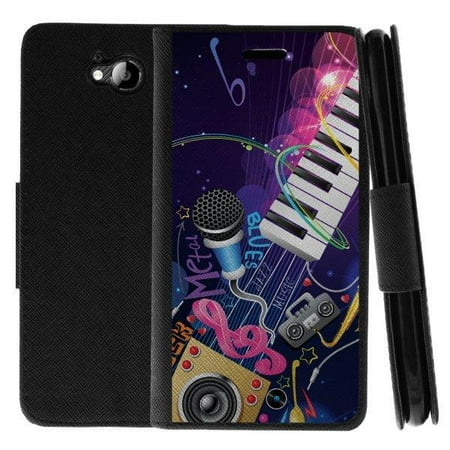 TurtleArmor ® | For ZTE Majesty Pro Z798BL, Z799VL [Wallet Case] Leather Cover with Flip Kickstand and Card Slots - Music