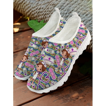

Cartoon Nurse Women s Shoes Summer Comfortable Flat Shoes Nursing Design Shoes Medical Slip-On Loafers Zapatos Mujer