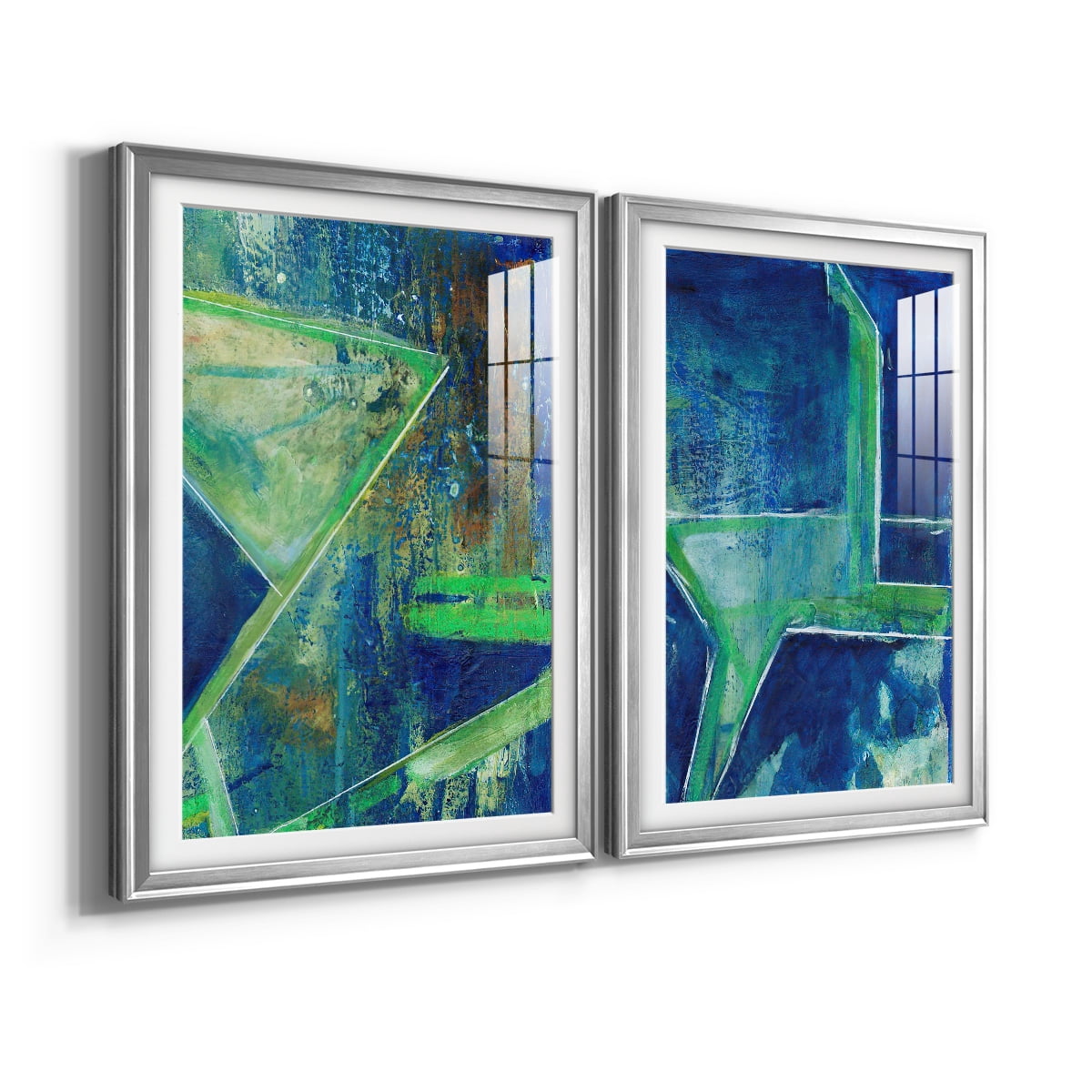 Wexford Home Geometric in Cool VII Premium Framed Print, 22.5" x 30.5" - Ready to Hang, Silver (Set of 2)