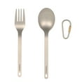 thumbnail image 3 of Titanium Tableware Dinner Frok Spoon Cutlery Set Flatware with Carabiner Storage Sack for Home Outdoor Camping, 3 of 7