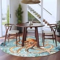 thumbnail image 3 of Round Rugs 6Ft, Brown Octopus Coastal Round Area Rug Washable Indoor Throw Carpet, Nautical Summer Beach Ocean Botanical Soft Non Slip Circle Rug for Office Cabinet Home Decor Aesthetic, 3 of 8