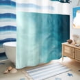 thumbnail image 5 of No Hook Shower Curtain, Blue Teal Ombre Shower Curtains for Bathroom with See Through Top Window, Coastal Beach Modern Abstract Art Waterproof & Washable Bath Curtain 66"x72", 5 of 9