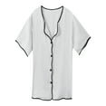 thumbnail image 1 of Timegard Chemises de Nuit pour Femmes Satin Col en V Échancré Boutonné Manches Courtes Tenue de Nuit Confortable Courte Robe de Nuit, 1 of 8