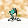 thumbnail image 4 of Unique Kite Cut Emerald Engagement Ring Set in 14K Black Gold Vermeil- Leaf Nature Inspired Ring- May Birthstone, 4 of 6
