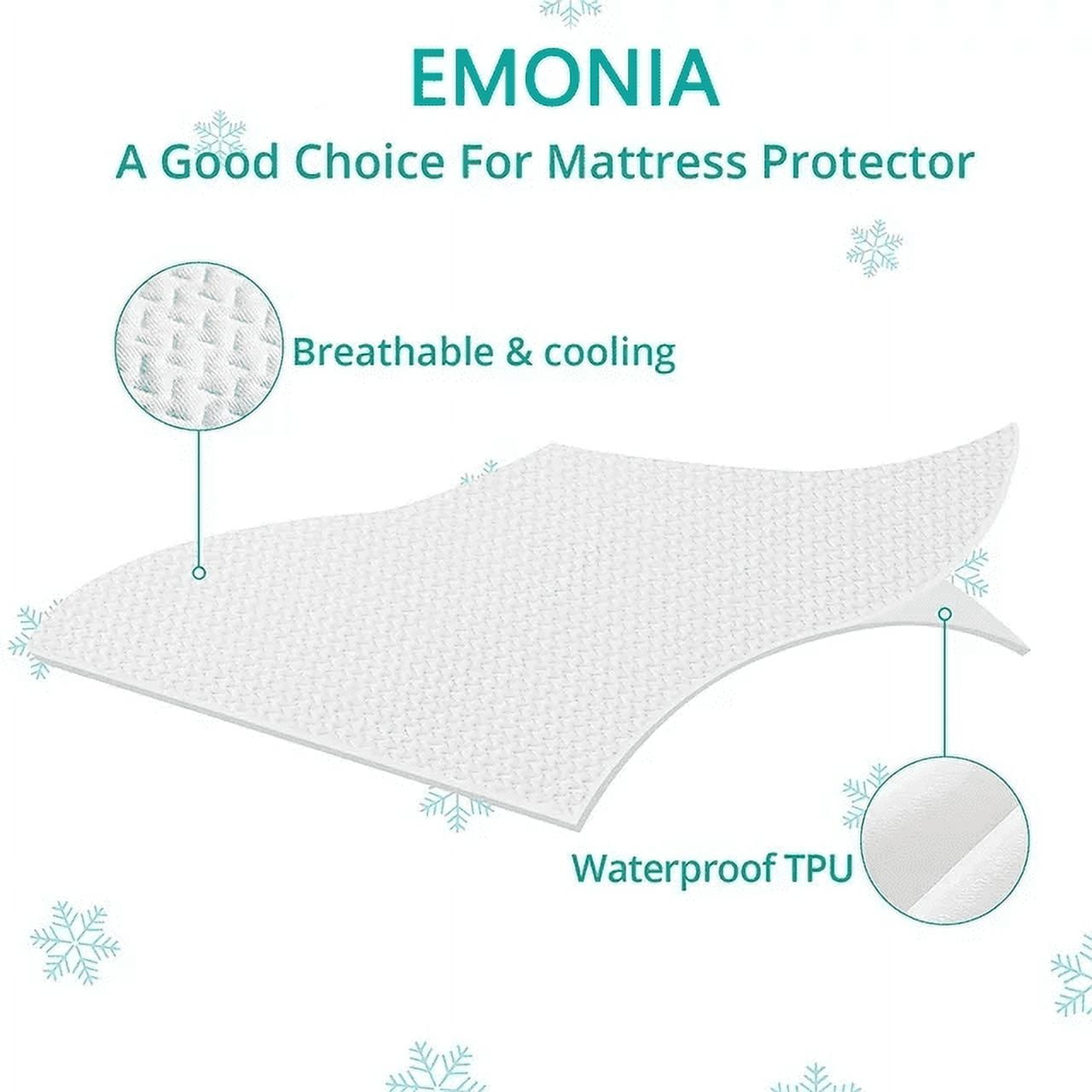 EMONIA Premium 100% Waterproof Mattress Protector Queen Size 3D Air Fabric Cooling Mattress Cover Bed Pad Smooth Ultra-Soft Breathable Noiseless Washable with 8''-21'' Deep... EMONIA Premium 100% Waterproof Mattress Protector Queen Size 3D Air Fabric Cooling Mattress Cover Bed Pad Smooth Ultra-Soft Breathable Noiseless Washable with 8''-21'' Deep... - Image 2