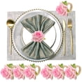 thumbnail image 3 of Ropa de cama artificial anillo de servilleta portátil removible reutilizable reutilizable para el escritorio interior decoración romántica casa regalo de movimiento azul oscuro Inevent HA059289-04, 3 of 7