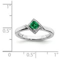 thumbnail image 5 of 925 Sterling Silver Stackable Expressions Polished Cr. Emerald & Dia Ring Size: 7; for Adults and Teens; for Women and Men, 5 of 5