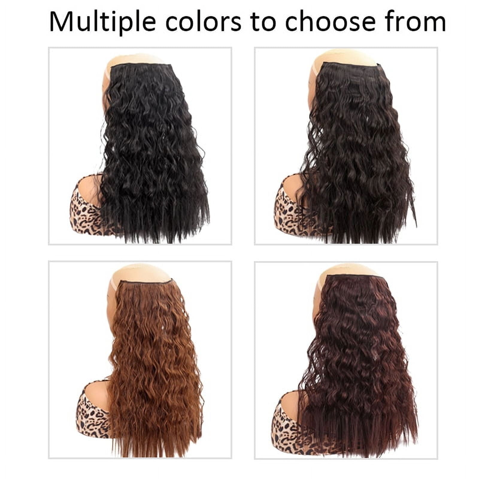 Synthetic U-Shaped corn beard wig piece clip in hair extension water ripple hairpiece black long wavy curly fake hair piece