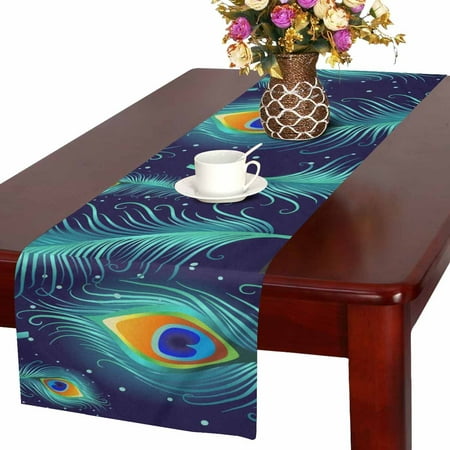 Mkhert Peacock Feather Table Runner For Wedding Party Decoration