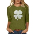 thumbnail image 2 of St. Patrick's Day T-Shirt for Women Glitter Texture Shamrock Clover Graphic Crewneck Long Sleeve Loose Fit Soft Festive Holiday Graphic Tee Top, 2 of 7