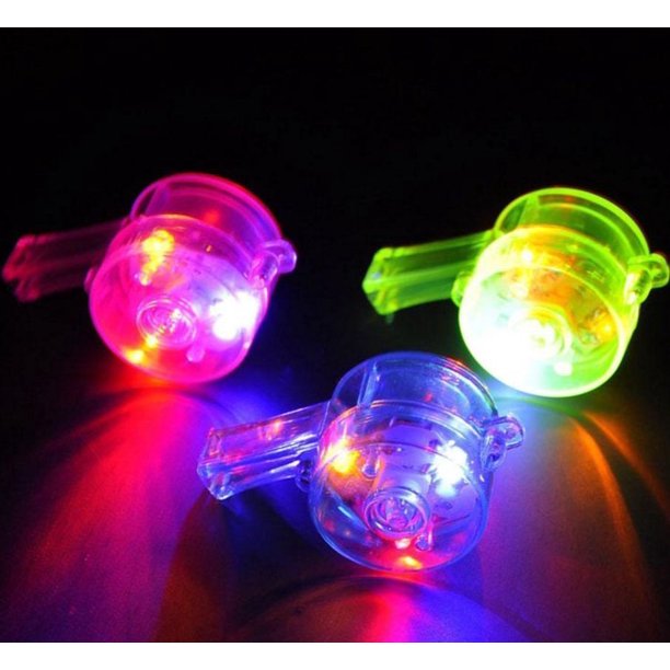 8 PCS Light Up Whistles LED Flashing Blinking Favors Rave Lanyard