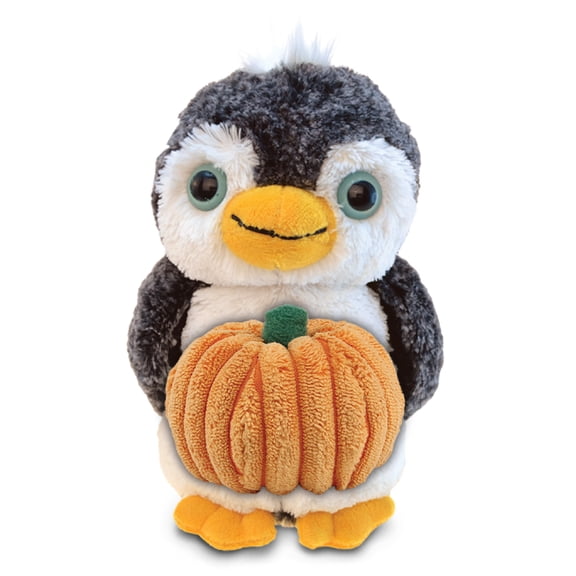 DolliBu Super Soft Penguin Stuffed Ocean Animal with Pumpkin Plush Decor - Pumpkin Plush Penguin Animal for Fall, Halloween and Thanksgiving, Pumpkin Plush Toy for Baby, Kids, Adults - 8 Inches