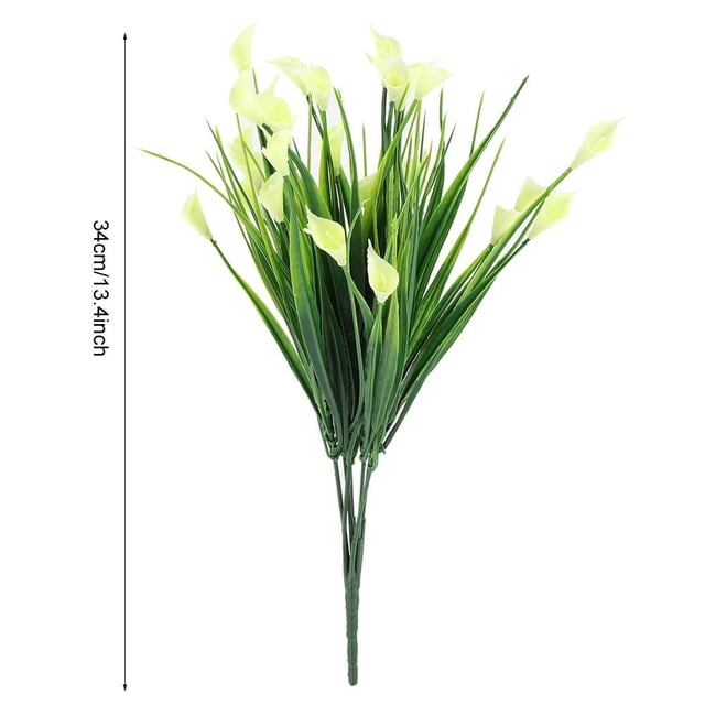 Mumusuki Plástico Artificial Calla Lily Fake Leaf Flowers Bouquet Plant para Home Office Party Wedding Decor(Blanco) Decoración Hogareña Octpeak NO