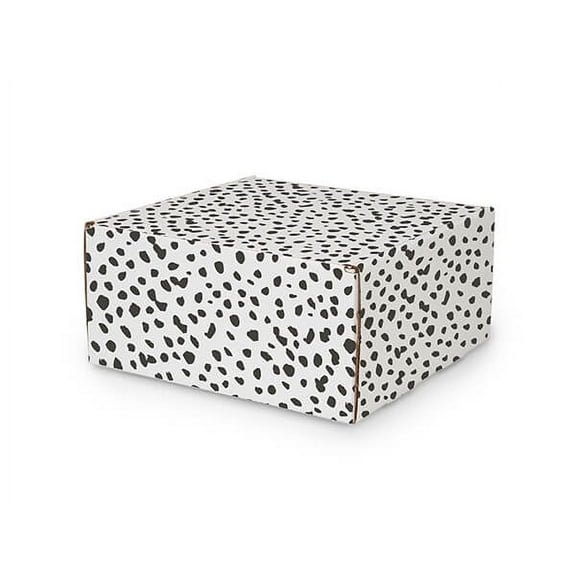 Pack of 25, Dalmatian Dots Tab Lock Mailer Box, 10x10x5", One-Piece for Pet-Themed or Everyday Shipping, Made in USA