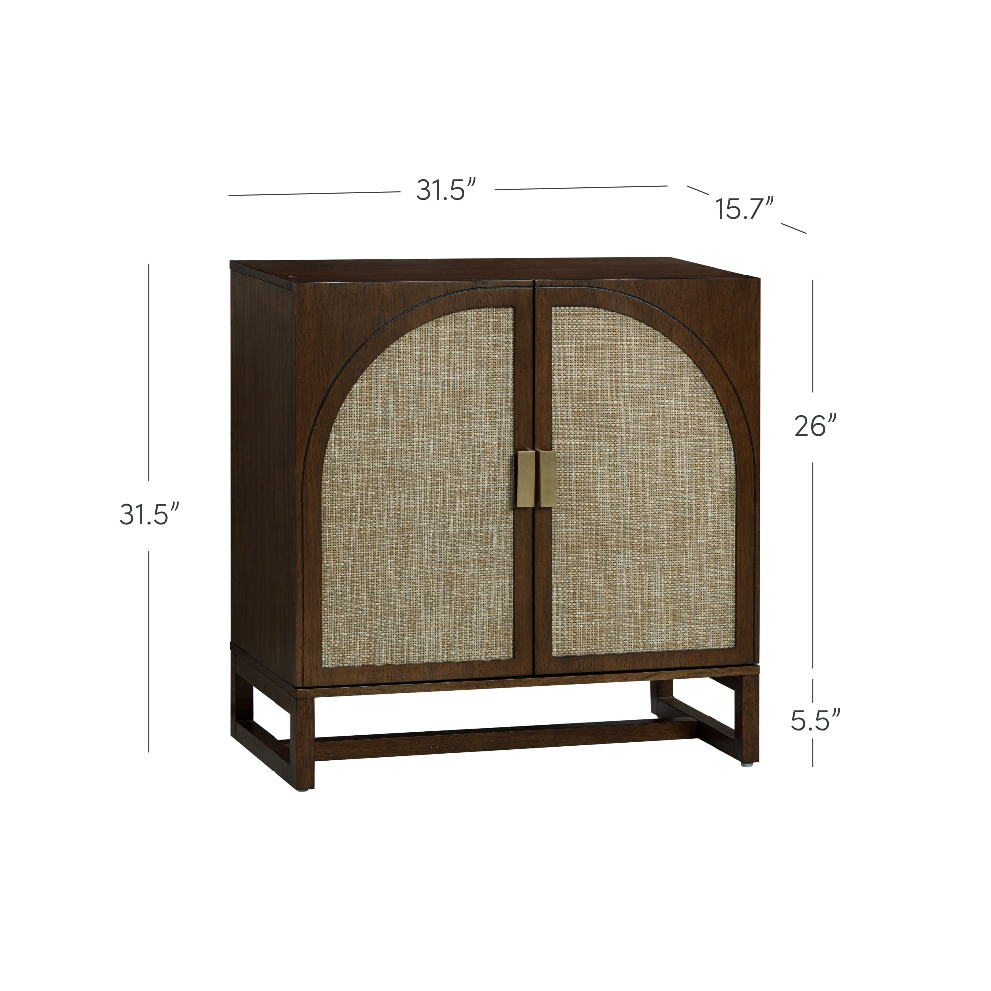 Nathan James Paxton Boho Wood Storage Cabinet with Doors, Small Storage Cabinet for Living Room or Kitchen with Rattan Door Details, Dark Walnut