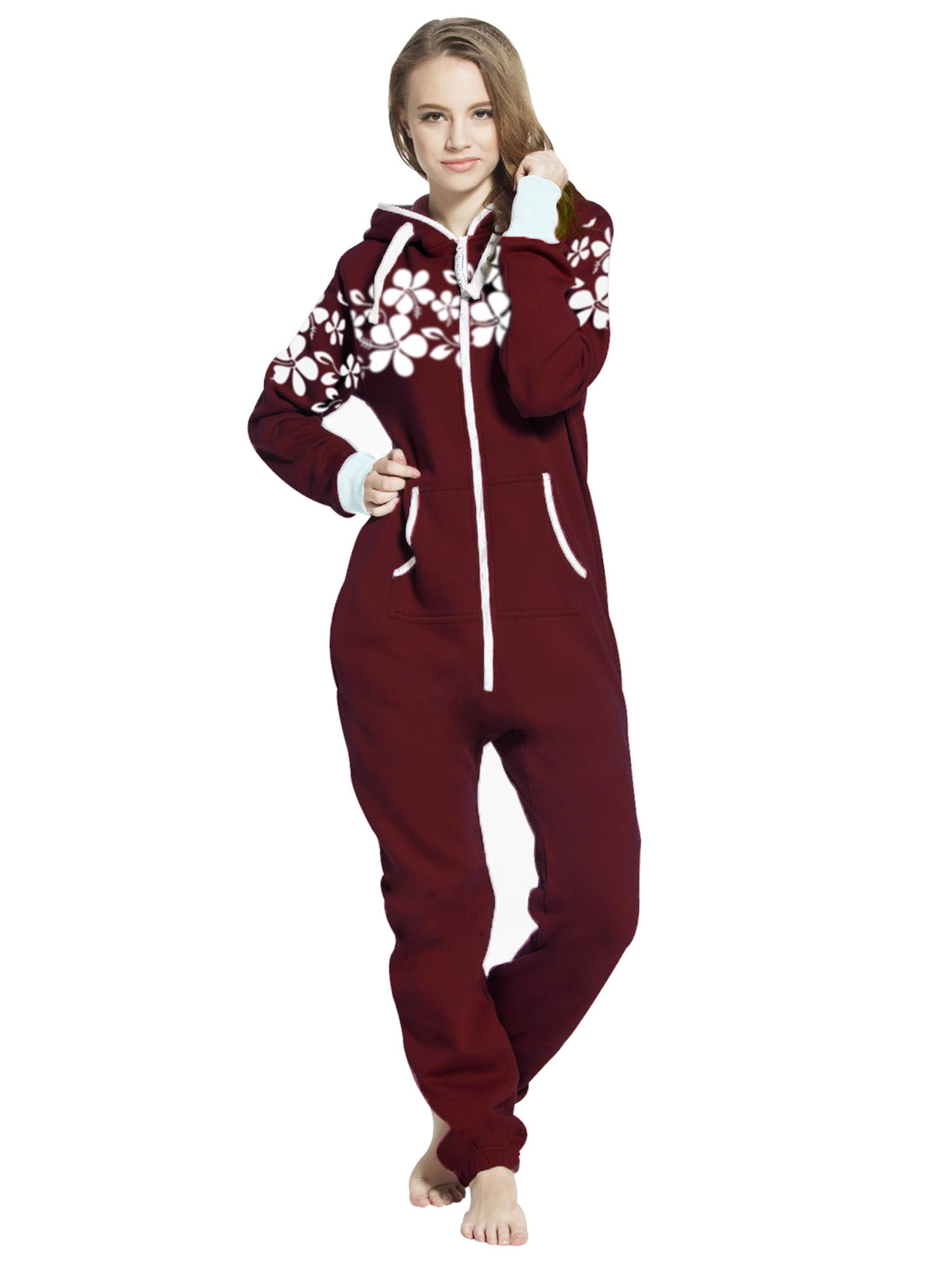 Adult Union Suit pajamas Sleepwear for Women One Piece Pajama Ladies
