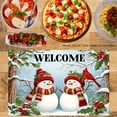 thumbnail image 2 of JOOCAR Welcome Snowmen Winter Scene Linen Table Mats Set of 4 for Home Kitchen Table Decor 12x18 inch, 2 of 5