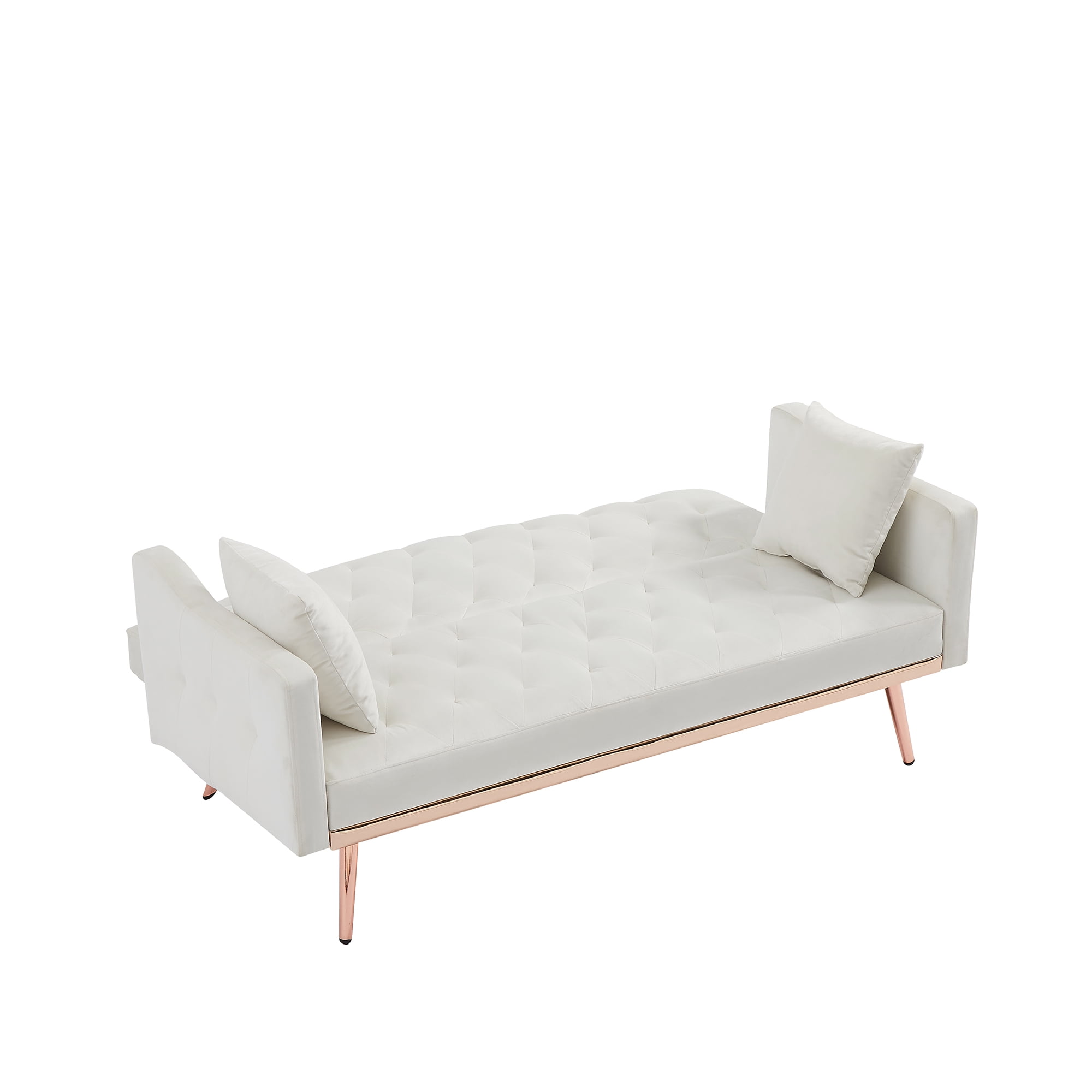 Kadyn Futon Sofa Bed with Metal Legs, Futon Convertible Sofa Bed for Living Room, 3-Speed Adjustable Living Room Sofa, White Kadyn Futon Sofa Bed with Metal Legs, Futon Convertible Sofa Bed for Living Room, 3-Speed Adjustable Living Room Sofa, White