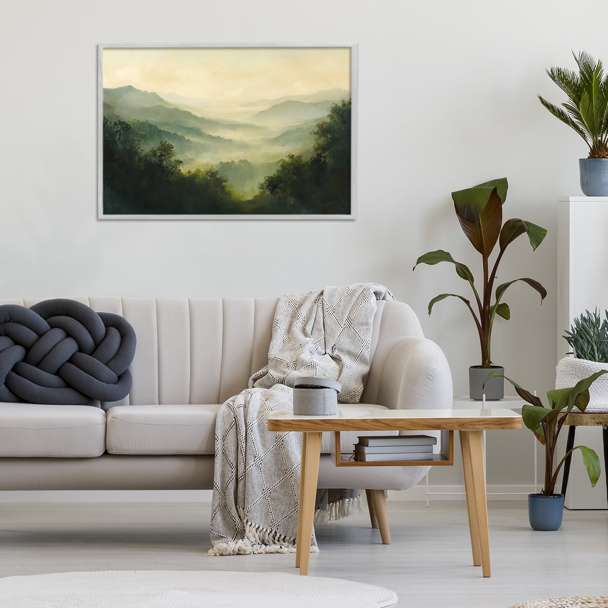 Through The Haze Landscape Gray Framed Giclee Art, design by Petal Prints Design