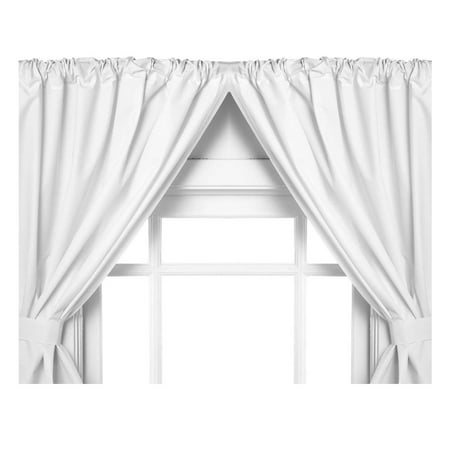 white double swag vinyl bathroom window curtains w/ tie backs: 36"lx45"w
