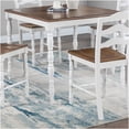 thumbnail image 4 of White Oak 5-Piece Counter Height Dining Set with Square Table and 4 Ladder Back Chairs, Farmhouse Kitchen Dining Room Furniture, 4 of 8