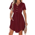 thumbnail image 2 of WRKEKC Liquidation d'Été! Robes d'Été pour Femmes 2025, Robes Décontractées pour Femmes, Robe d'Été Décontractée Col en V Manches Courtes Robes à Cordon avec Poches, 2 of 8