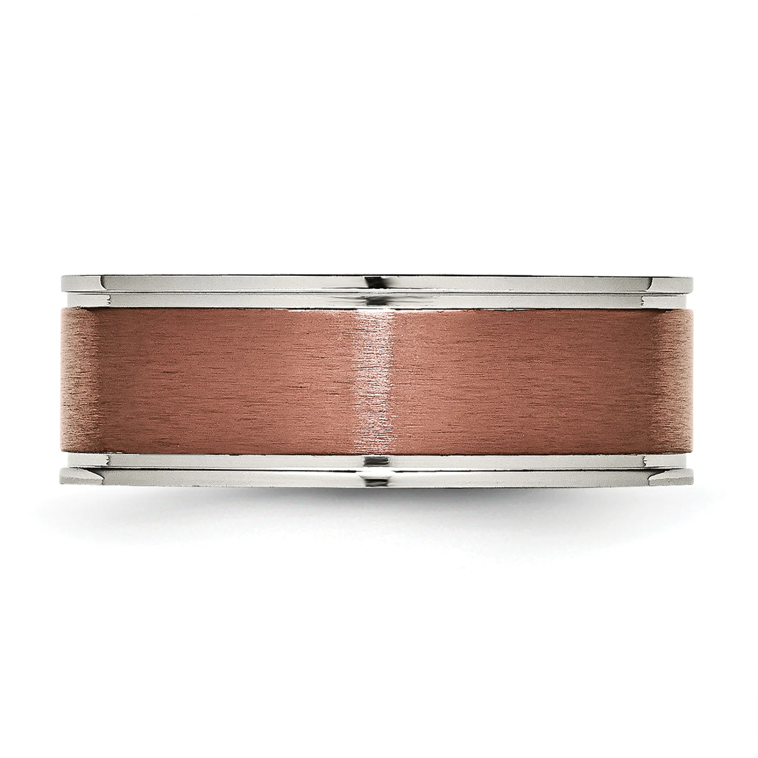 Titanium Grooved Edge 8mm Brown IP-plated Brushed/Polished Band