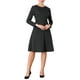 thumbnail image 2 of Vestido midi de manga larga con cremallera en el cuello A-Line a rayas para mujer Inspire Chic 2XL negro, 2 of 5