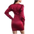 thumbnail image 4 of Qiopertar Robe Décontractée Mode pour Femmes Col Rond Manches Longues Robe à une Épaule Longue Robe en Solde à Moins de 5$ en Solde Offres d'Accès Anticipé, 4 of 7