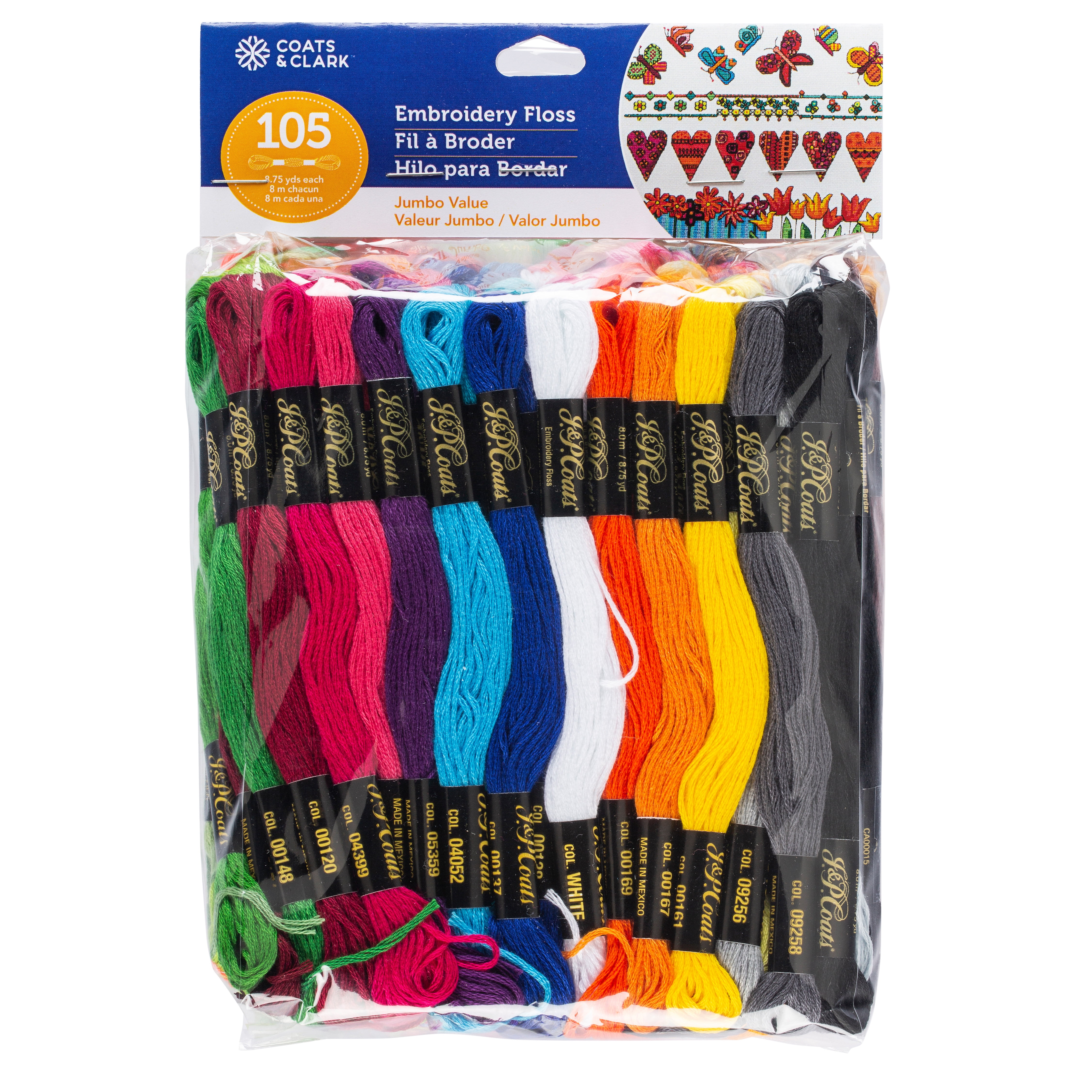Coats & Clark Jumbo 105-Pack Multicolor Embroidery Floss, 8.75 Yds