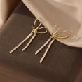 thumbnail image 4 of Sterling Silver Rhinestone Bow Dangle Earrings for Women Crystal Stud Earrings Drop Tassels Statement Earrings Bridal Wedding, 4 of 5