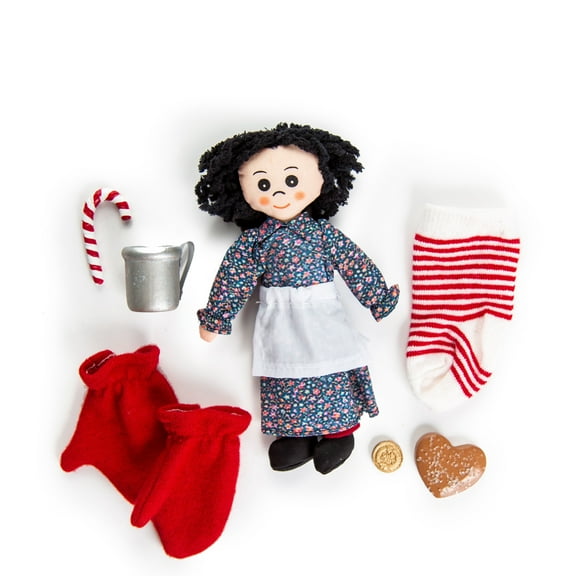 The Queen's Treasures 18 In Doll Accessories,  Little House On The Prairie 8 Pc Christmas Play Set Includes, Stocking, Doll, Penny, Cake, Candy Cane, Tin Cup, Mittens, Compatible With American Girl