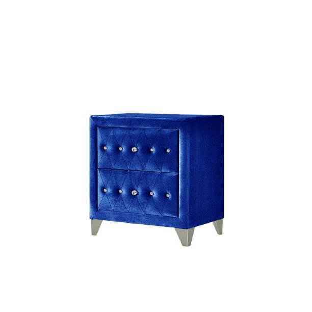 Acme Furniture Dante Nightstand in Blue Velvet - Walmart.com - Walmart.com